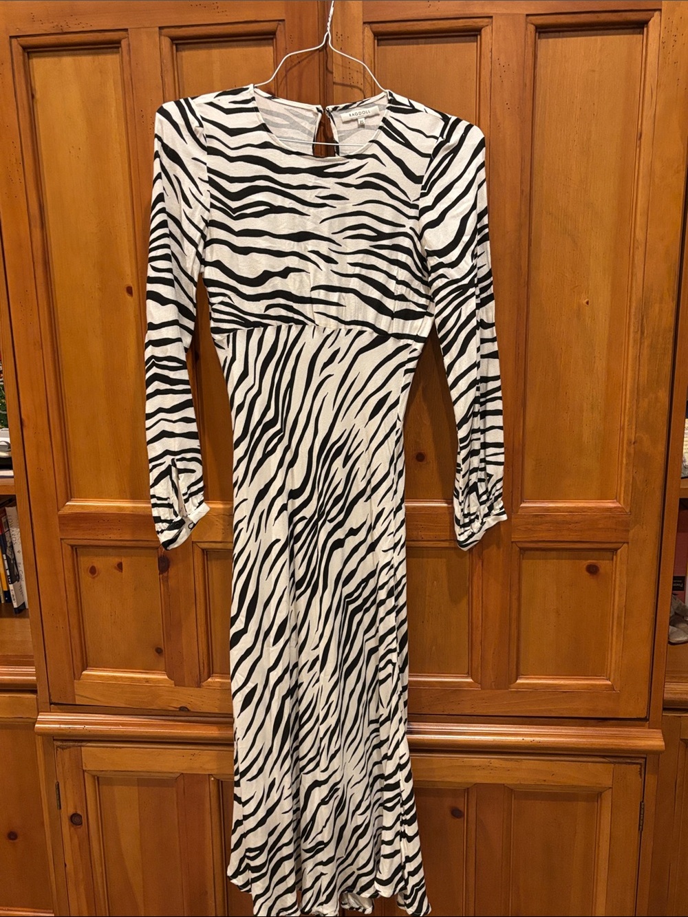 Ragdoll Zebra Print Long Sleeve Midi Dress - White/Black